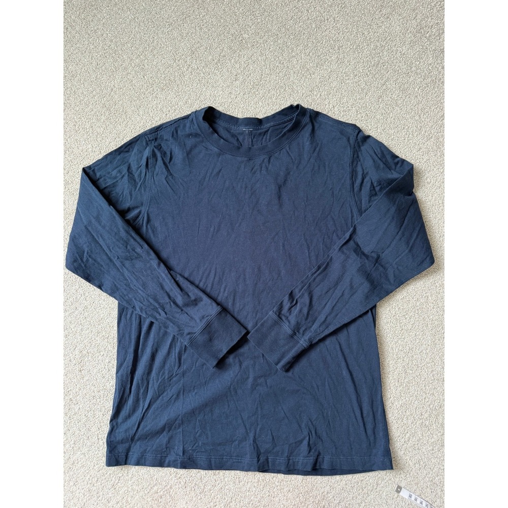 Lululemon Mens Long Sleeve Crew Neck Shirt‎ Navy Blue Back Seam Detail